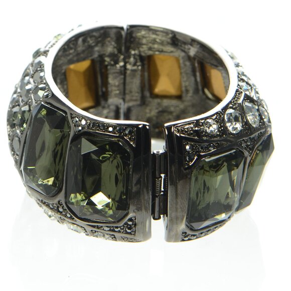 Kenneth Jay Lane KJL Gunmetal Twisted Crystal Cuff Bracelet - Picture 4 of 10